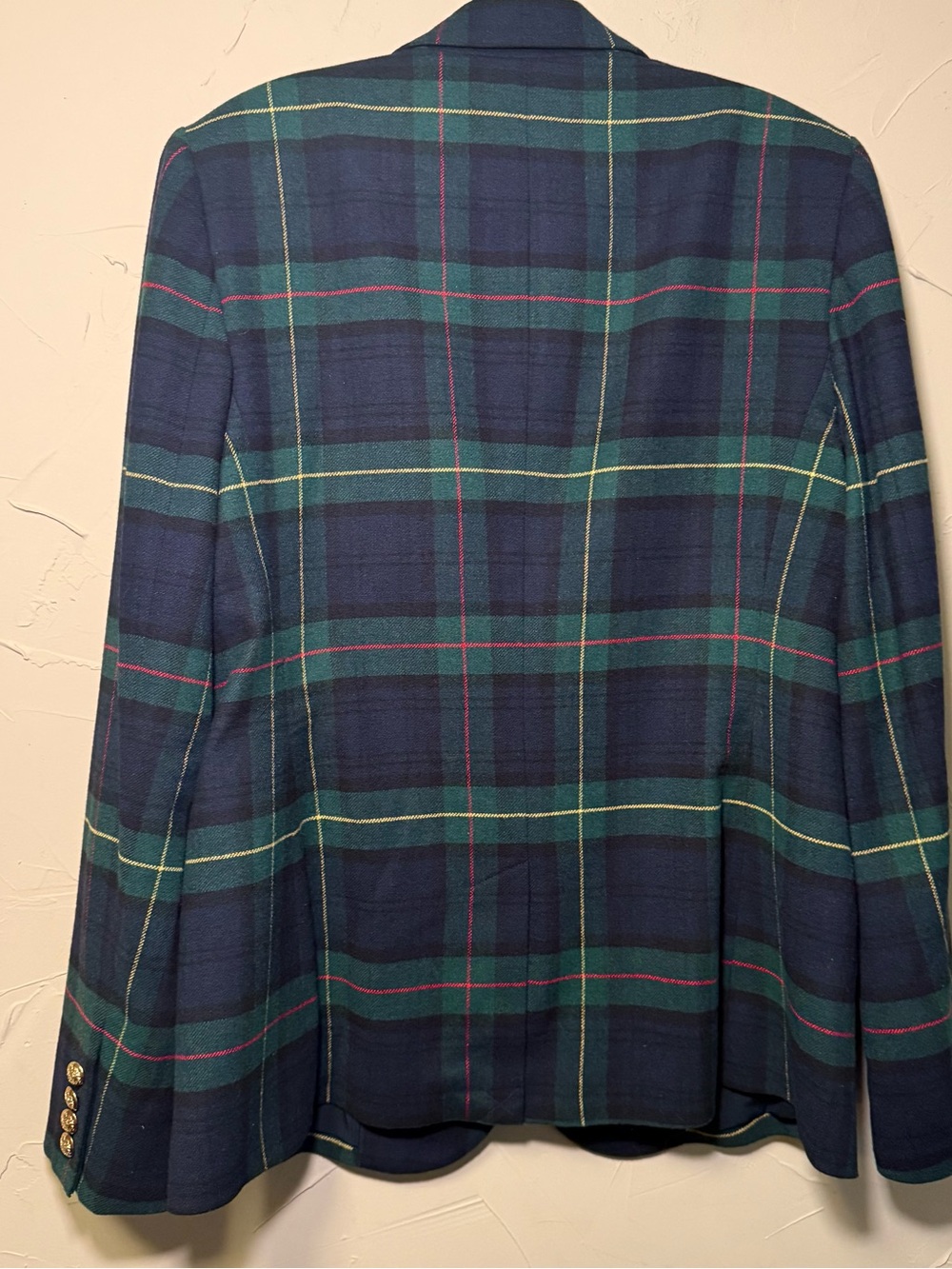 Ralph Lauren Plaid Bullion Crest Blazer 12 EUC Navy Green Tartan Preppy Academic - Picture 11 of 16